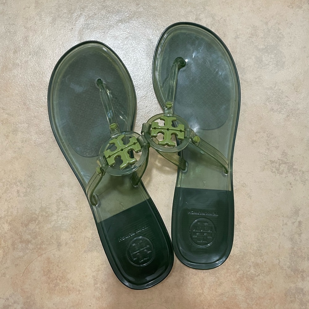 Tory Burch Mini Miller Flat Thong in a clear green